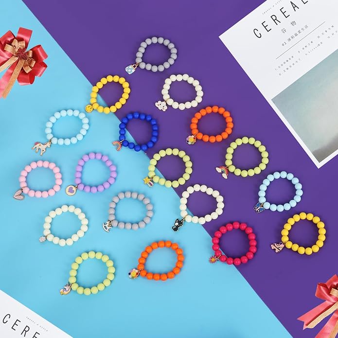 Vefungyan Bead Bracelets for kids and Charms Set for Boys Girls Halloween Goodie Bag Fillers