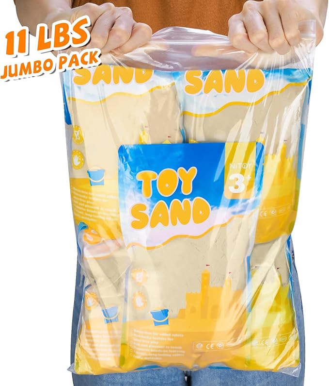 11 Lbs Fun Sand for Kids, Safe Non-Toxic Eco-Friendly Molding Sand for Stress Relief & Skill Development, Easy-to-Shape Mess-Free Formula Enhances Imagination & Creativity (Original Color)