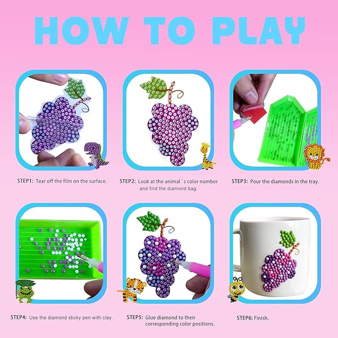 sinceroduct 80pcs Diamond Stickers for Kids - 5D DIY Gem Art Kits, Safe and Colorful Crafts for Girls, Boys, and Beginners