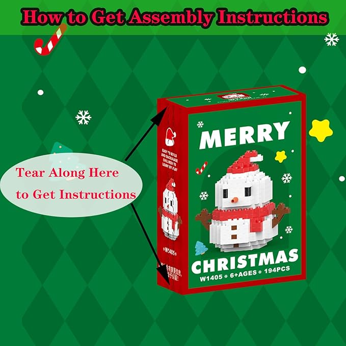 Christmas Red Snowman Building Blocks Set Compatible with Lego Advent Calendar 2024 Stacking New Toys Holiday Present Box New Year Xmas Gifts for Kids for Boys & Girls and Adults