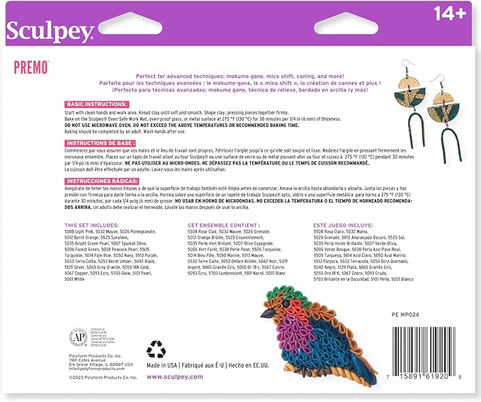 Sculpey Premo 24 Color sampler of Polymer Oven-Bake Clay, Non Toxic 1.5 lbs., Great for jewelry making, holiday, DIY, mixed media and more. Premium clay Great for clayers and artists.