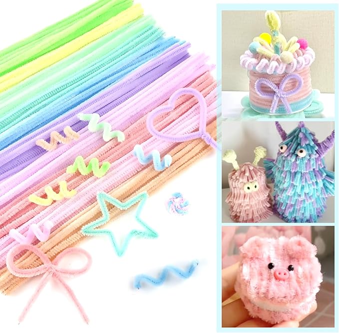 TOAOB 100pcs Pipe Cleaners Colorful Pipe Cleaners Chenille Stems 6mm x 12 Inch Pipe Cleaners Craft Supplies for Art DIY Crafts Decorations