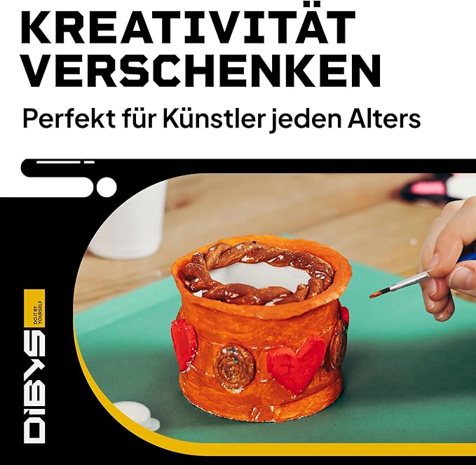 DIBYS at Home Pottery Kit for Adults & Kids | Air Dry Clay Set with Modeling Tools, Paint & Brushes | Clay Sculpting Kit with Step-by-Step Guide | Creative Craft Gifts & Kits | DIY Ceramic Kit