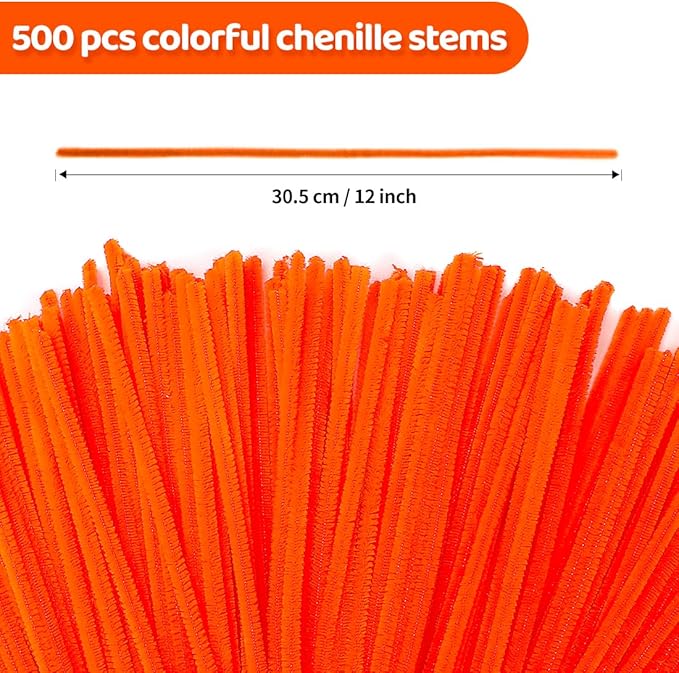 Eppingwin 500pcs Pipe Cleaners, Orange Pipe Cleaners Craft Supplies,Chenille Stems for DIY Arts Crafts Project(Orange)