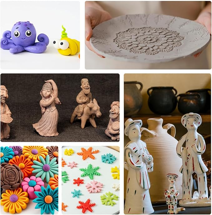 Aiyorse Clay Tools Kit, 21 PCS Polymer Clay Tools, Air Dry Clay Sculpting Tools, Pottery Tools Kit, for Kids, Adults, Pottery Craft, Dotting, Carving, Drawing, Molding, Modeling, Shaping