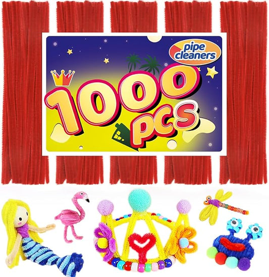 Pipe Cleaners, Pipe Cleaners Craft, Arts and Crafts, Crafts, Craft Supplies, Art Supplies (1000 Red Pipe Cleaners)…