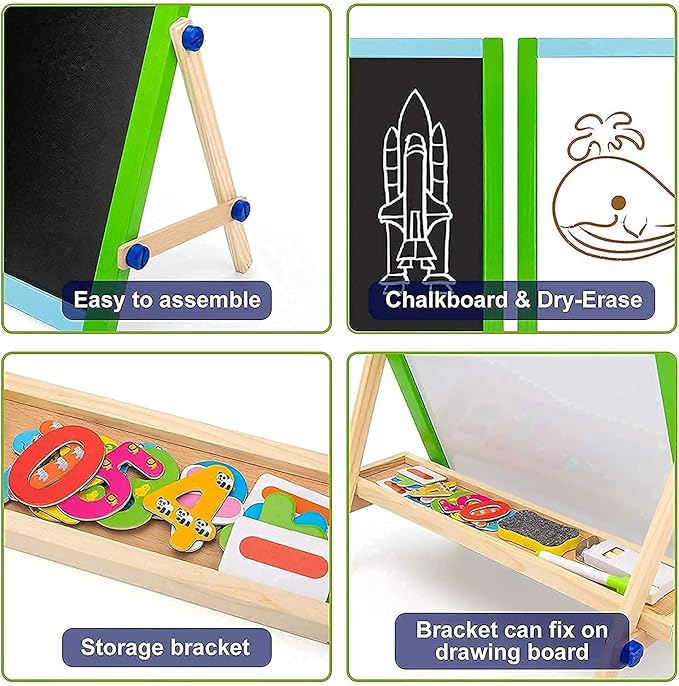 Wooden Art Easel for Kids 3 Years and Up, Deluxe Double-Sided Tabletop Easel, Great Gift for Girls and Boys - Best Arts & Crafts for 3, 4, 5 Year Olds and Up