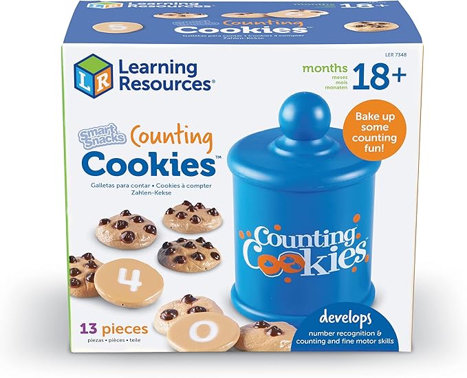 Learning Resources Smart Counting Cookies - 13 Pieces, Ages 18+ Months Toddler Counting & Sorting Skills, Toddler Math Learning Toys, Play Food for Toddlers, Chocolate Chip Cookies