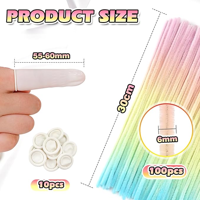 TOAOB 100pcs Gradient Pipe Cleaners Colored Chenille Stems for Crafts 12 Inch Fuzzy Sticks Craft Supplies for DIY Art Craft Projects Home Decorations