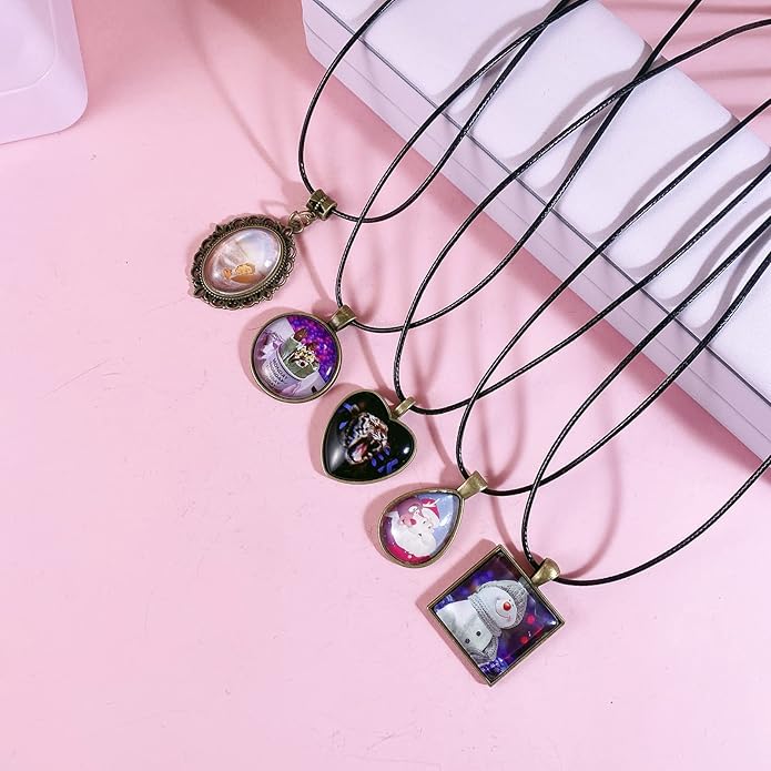 Bezel Pendant Trays Gold and Sliver, Rhinestone Bezel Pendants Trays for DIY Jewelry Craft Making, Picture Necklace Pendant Trays with Clear Glass Cabochons and Chains