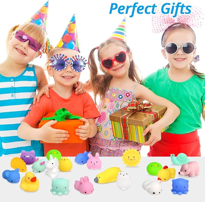 Mochi Squishy Toys 20 Pcs Mini Squishy Animal Squishies Party Favors for Kids Kawaii Squishy Squeeze Toy Cat Unicorn Squishy Stress Relief Toys for Adults Birthday Favors for Kids Pinata Filler Random
