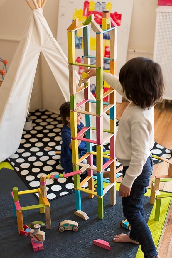 240 Piece Tegu Classroom Magnetic Wooden Block Set, Tints