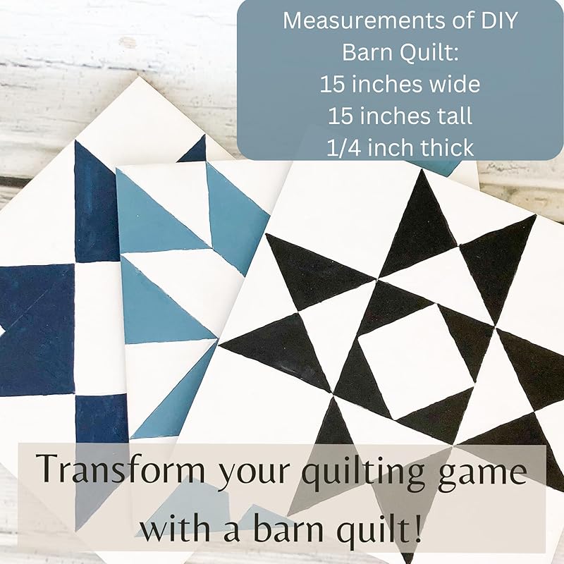 Unfinished Barn Quilt Square Wooden Sign Painting DIY, Country Decor Wall Art Quilts Blocks Crafts to Paint (15 inches, Friendship Star)