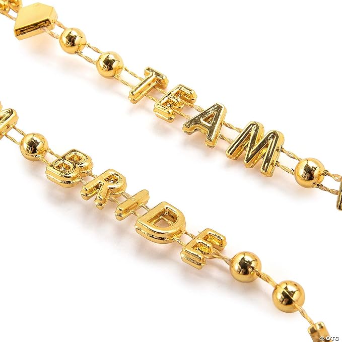 Fun Express Gold Team Bride Bead Necklaces - Bulk set of 24 - Bachelorette Party Jewelry and Bride Tribe Supplies
