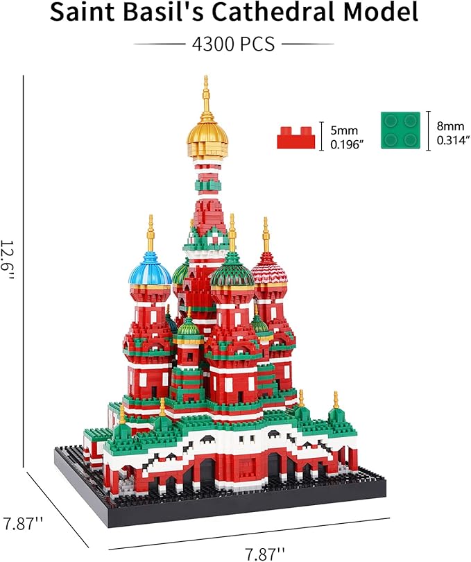 Building Block Set, Saint Basil's Cathedral Architecture Model Micro Mini Blocks, Educational Mini Blocks, 4300 PCS