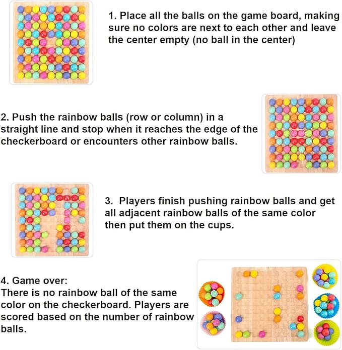 LOVEALOTTER Wooden Board Bead Game, Montessori Board Beads Game, Early Educational Preschool Toy, Color Sorting Toys for Toddlers, Fine Motor Training for Children, Great Gift for Kids, for Seniors
