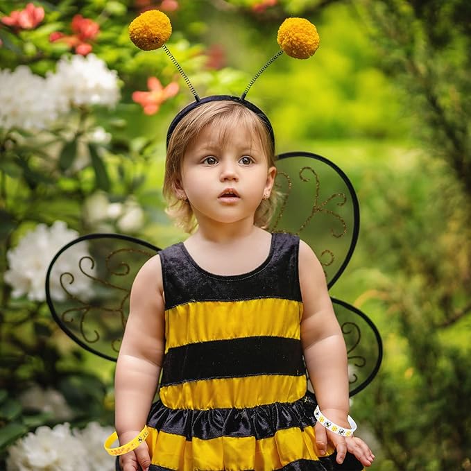Whaline 6 Designs Bee Silicone Bracelets 36Pcs Honey Bee Flower Rubber Wristband White Black Yellow Spring Summer Bee Bracelets for World Bee Day Birthday Baby Shower Bee Theme Party Favor Supplies