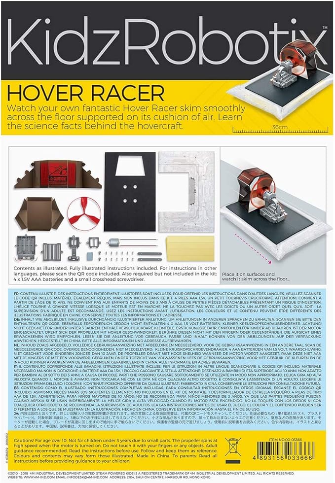 4M Hover Racer Science Kit, DIY Mechanical Engineering Airboat - STEM Toys Educational Gift for Kids & Teens, Girls & Boys