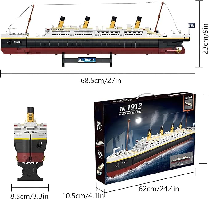 Titanic Building Blocks Set, Toy Ship Model Kit, Building Bricks Sets for Adults or Kids 6 Year Old, Compatible with Major Brands, 2022 Pieces Gift for Christmas Boys Girls Adults