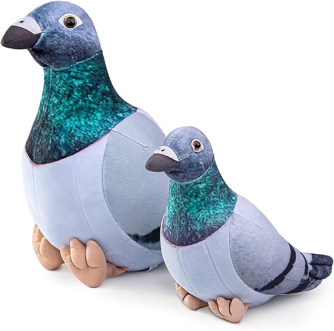 Large Grey Pigeon Plush Toy - Lifelike 13.5" Grey Rock Columba Rupestris Stuffed Animal, Cute Rock Pigeon Plush Toy as Gift for Your Friends
