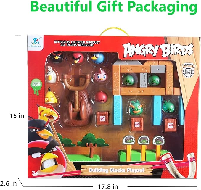 Newly Licensed Angry Birds Toys Playsets Build N’ Launch Construction Brick Assembly Building Blocks Sets Pig City Strike 2 Takedown Space Planet Game Catapult Slingshot Gift Box 33pcs