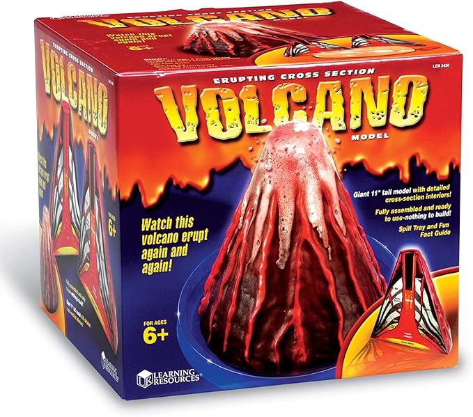 Learning Resources Erupting Volcano Model, Fun Science Learning, Homeschool, Cross-Section Model with Foaming Lava, Ages 6+