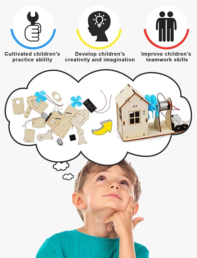 Poraxy 4 Set STEM Kits for Kids Ages 8-10, Science Experiment Projects Building Kits, Wooden 3D Puzzles, Educational Building Toys for Ages 8-12-13, Gifts for 8,9,10,11,12 13 Year Old Boys and Girls