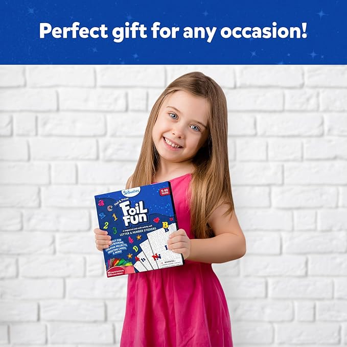 Skillmatics Art & Craft Activity - Foil Fun Letter & Number Stickers, Mess-Free Art, Project Kits, DIY Colorful Creative Activity, Gifts for Ages 5, 6, 7, 8, 9, and Up