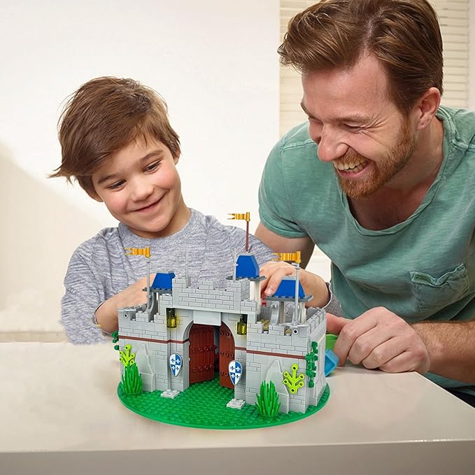 Usoway Medieval Knight Castle Building Blocks Set,Comes with 12 Knights Figures,Compatible with Lego Medieval Town Square Toys,for Adult and Children Ages 6+, 607016