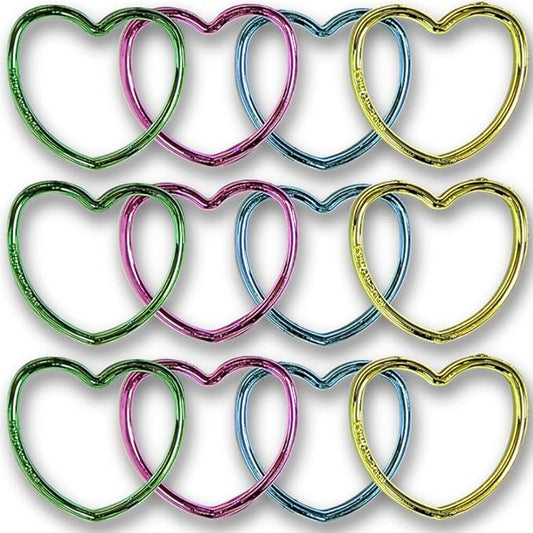 Unique Shiny Plastic Heart Bracelets - Assorted Colors, Child Size, 12 Pcs