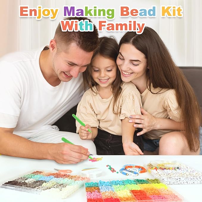 Redtwo 26000 Pcs Clay Beads Bracelet Making Kit, 168 Colors 8 Boxes Flat Polymer Clay Heishi Beads for Friendship Bracelet Jewelry Making Kit, with Charms Crafts Gifts for Teen Girls Kids Adults