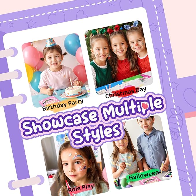 Face Painting Kit for Kids Makeup Set Toys, Washable Marker Girls Make Up Face Body Tattoo Pens, Toddler Toy Makeup Cosmetic for Ages 4-12 Year, Winter Gift for Pretend Play Dress Up Party