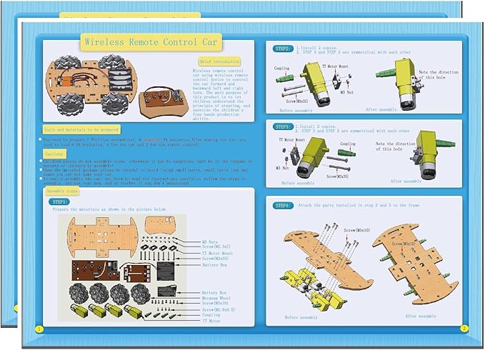 STEM Projects for Kids 6 7 8 9 10 11 12 Year Old ,Build Your Own 4WD Remote Control Car,Science Experiment Electronics Kit,Robotic Car with 68mm Mecanum Wheel ,DIY rc car kit