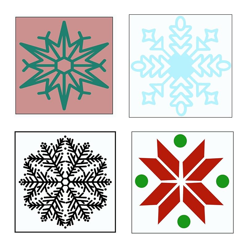 Set of 4 Barn Quilt Kit DIY Pattern Unfinished Wood Quilting Block Sign Paint, Art Painting Craft for Adults and Kids (6 Inches Square) (Snowflake Set) AVTRBoutique