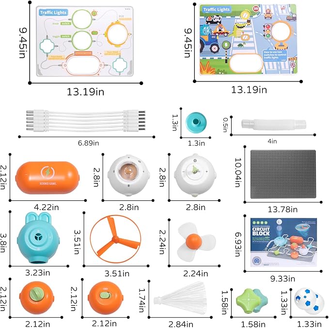 Circuit Kits for Kids Age 3-12,25PCS Circuit Blocks Board,DIY Electronics Exploration Kit with 64 Projects,Science Kits for Boys Girls, Full Color Project Manual,STEM Educational Toys