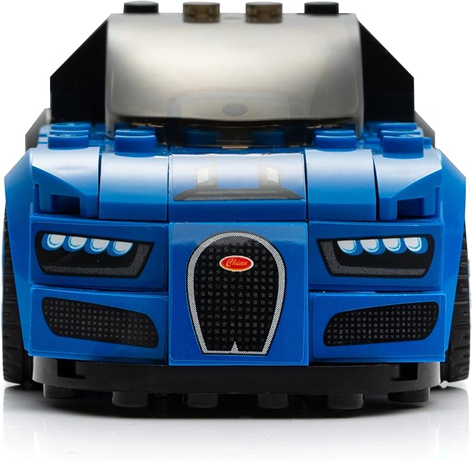 Bugatti Racing Car Building Block Set (237 Pieces). Racing Car Building Blocks for Kids and Adults (Blue)