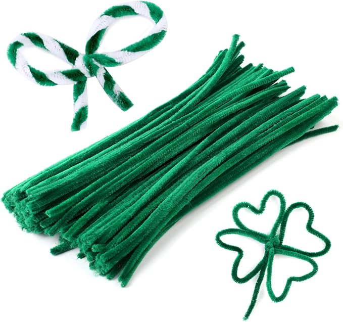 110 Pieces Green Pipe Cleaners, Pipe Cleaners Craft, Craft Pipe Cleaners Chenille Stem Bulk, Art Pipe Cleaners for Creative Decoration Christmas Valentine's Mother's Day