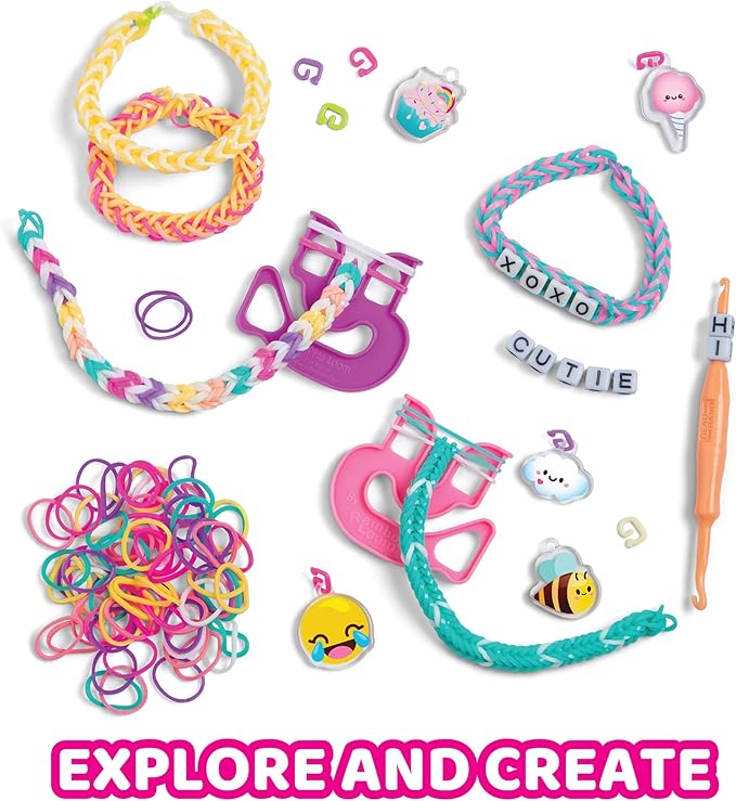 Rainbow Loom: Forever Friends - 3000+ Piece Rubber Band Bracelet Kit, DIY Jewelry, 100 Alpha Beads, 10 Cute-Tique Charms, 2 Happy Looms, Kids Ages 7+
