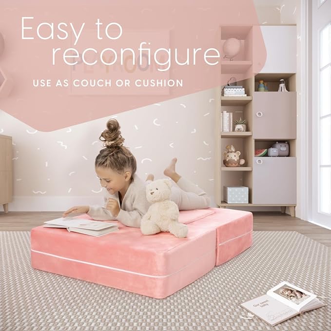 Milliard Kids Couch - Modular Kids Sofa for Toddler and Baby Playroom/Bedroom Furniture (Pink Small)