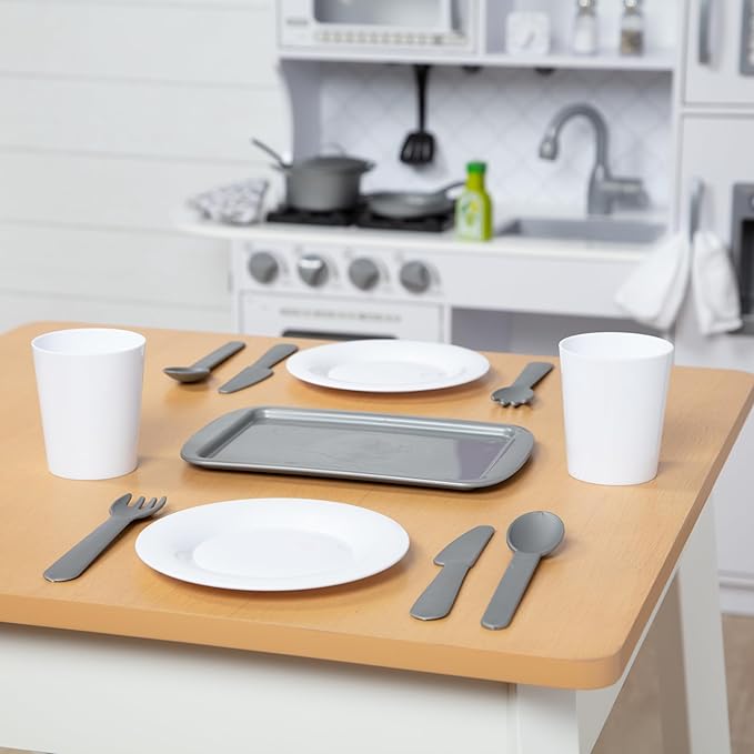 Melissa & Doug 22-Piece Play Kitchen Accessories Set - Utensils, Pot, Pans, and More , White