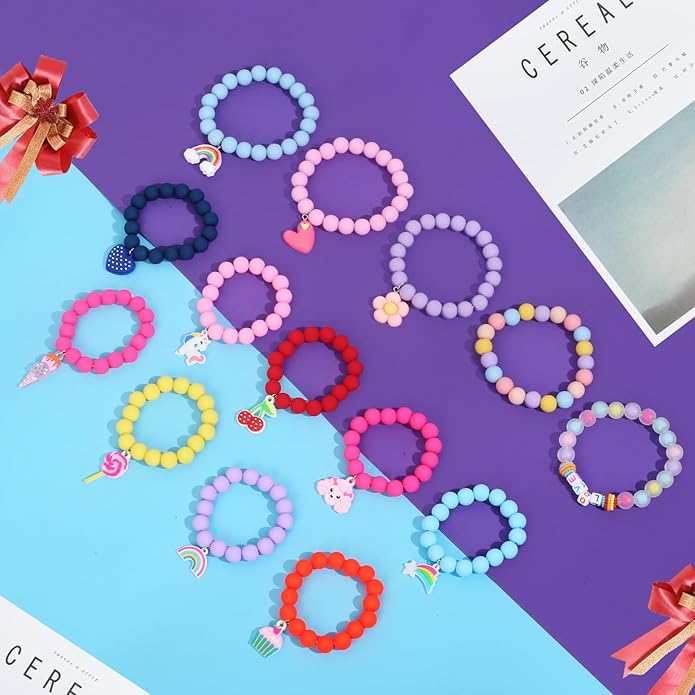 Vefungyan Bead Bracelets for kids and Charms Set for Boys Girls Halloween Goodie Bag Fillers