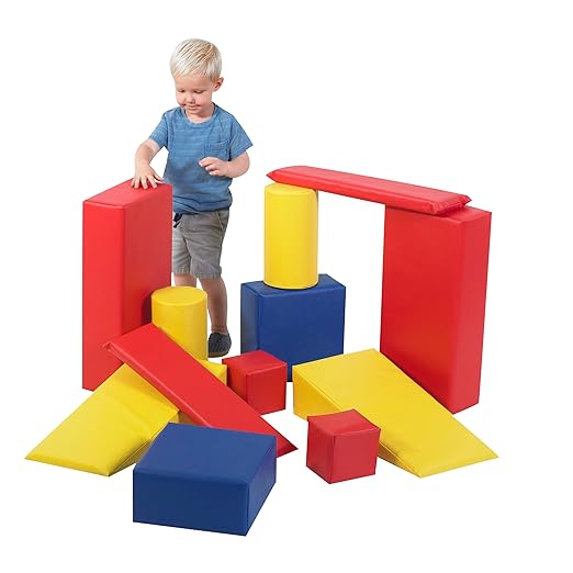 Children's Factory Big Builder Blocks, Large Soft Foam Building & Learning Toys for Toddlers, Classroom/Homeschool Indoor Play Equipment, Set of 12