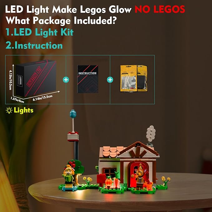 LocoLee LED Light Compatible with LEGO Animal Crossing Isabelle’s House Visit, Creative Lighting Set Compatible with LEGO Isabelle House 77049 Set, Gift for Animal Crossing Fans (No Models Only Light)