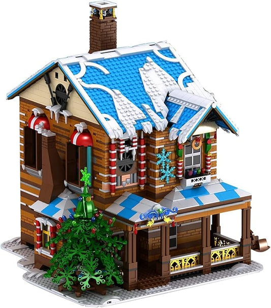 General Jim's Winter Theme Christmas City Building Blocks Set - Musical Christmas Bricks House with Lights - Great Family Build or for Teens and Adults