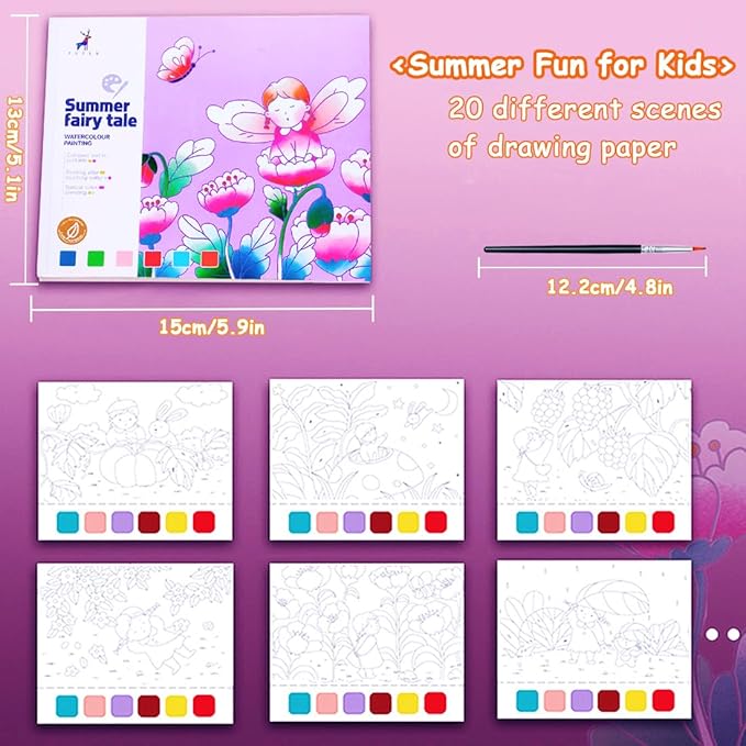 BAOXUE Water Coloring Books for Kids Ages 3 4 5 6 7 8,Pocket Watercolor Painting Book for Toddlers,Arts and Crafts for Boys Girls,Paint with Water Colors Book Kit,Kids Travel Art Set Ages 2-4