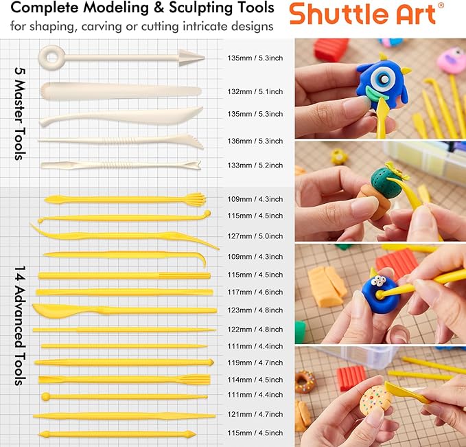 Shuttle Art 82 Colors Polymer Clay Kit with 19 Clay Tools, 16 Kinds of Accessories, Non-Toxic, Non-Sticky, Ideal DIY Art Craft Gift for Kids Adults