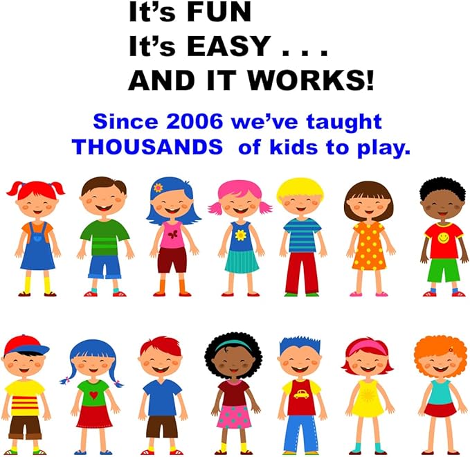 The HAPPY PIANO PRESCHOOLERS Book & Color-Coded Stickers KIT. SO EASY-to-FOLLOW. Kids Toddlers AGES 3-5. Beginner music book, BABY SHARK lesson video, FREE digital bonus, 20K taught since 2006!