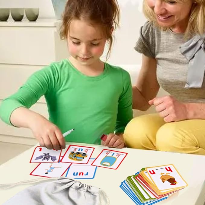 100 Short Vowel Spelling Flashcards, Handwriting Cards Learn to Write CVC Sight Words CVC Words Games for Kindergarten Learning Activities, Montessori Educational Toy Gift for Kids 3 4 5 6 Years Old