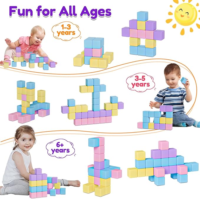 Magnetic Blocks for Toddlers Ages 3-5 Macaron 1.21 Inches Magnetic Building Blocks for Kids Ages 4-8 Gifts Montessori Magnet Cubes Sensory Toys for 3+ 4 5 6 7 Year Old Girls Boys Birthday Christmas