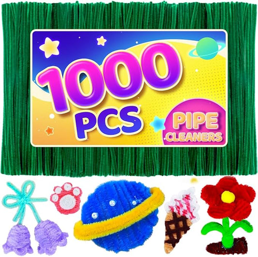 Eppingwin 1000pcs Pipe Cleaners, Christmas Green Pipe Cleaners Craft Supplies,Chenille Stems for DIY Arts Crafts Project(Christmas Green)